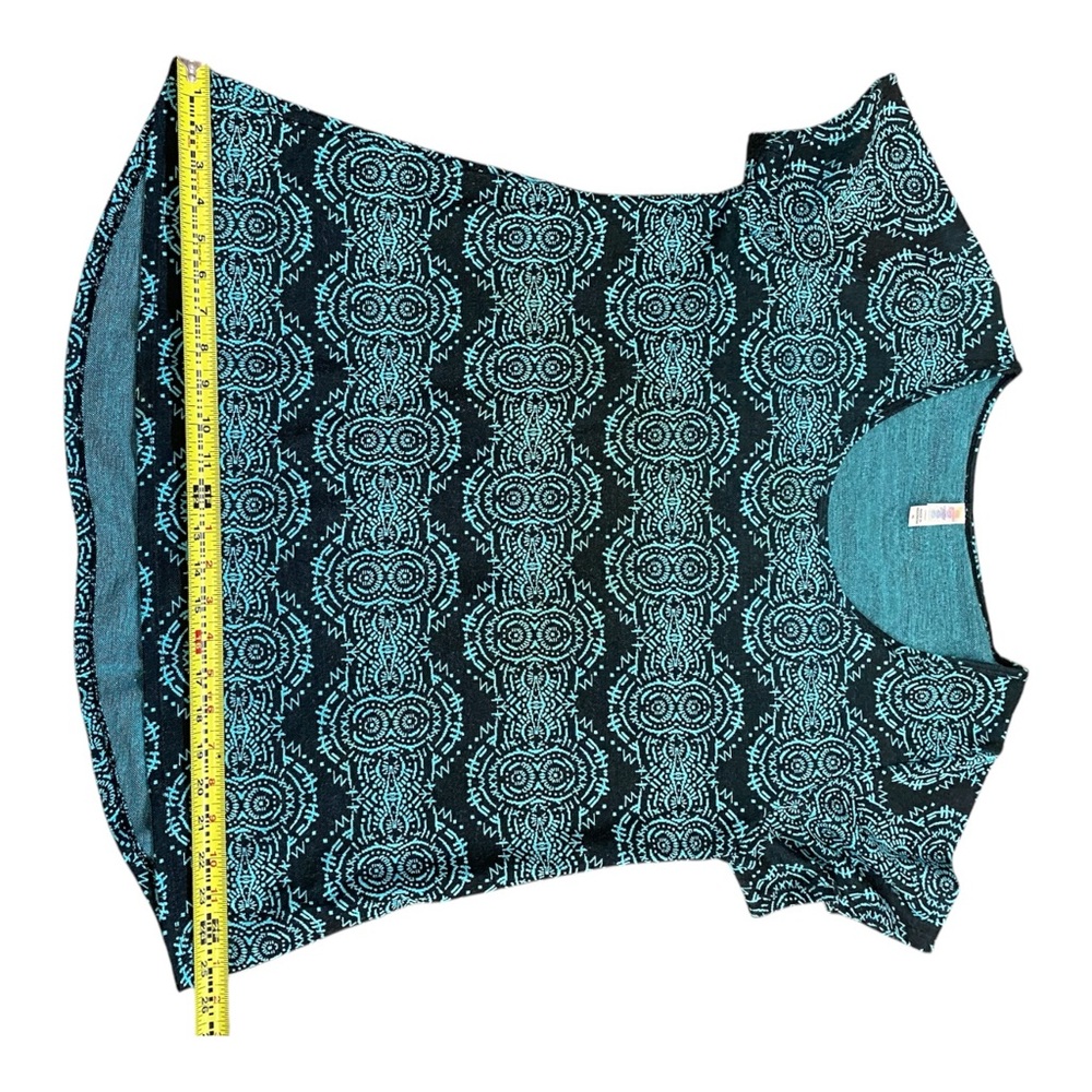 LuLaRoe Turquoise Blue and Black Short Sleeve Tee - Picture 7 of 9